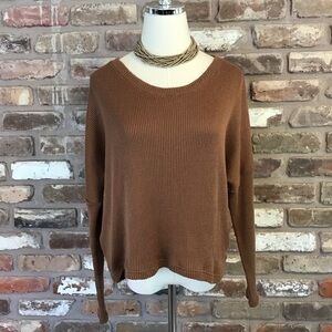 CAPE JUBY Women's Ribbed Brown Crew Neck Sweater M